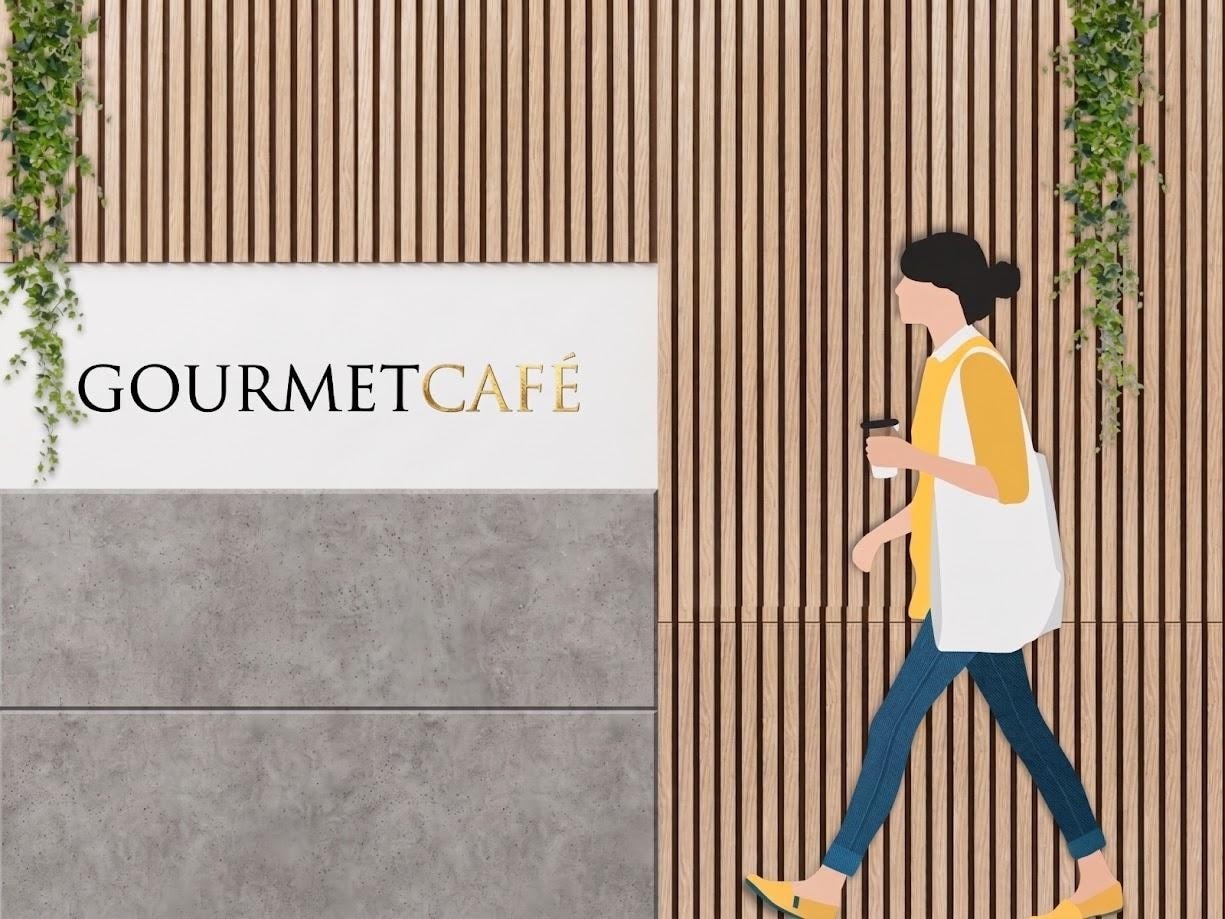 Café Gourmet — fachada ilustrada