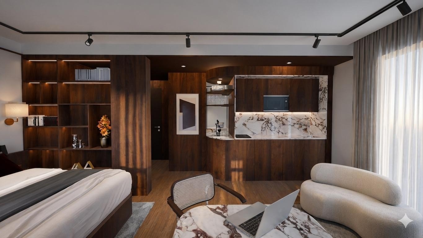 Hotel Prior Velho — sala e kitchenette em mármore